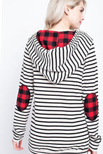 Striped Hoodie with Buffalo Plaid