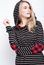 Striped Hoodie with Buffalo Plaid