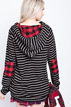 Striped Hoodie with Buffalo Plaid