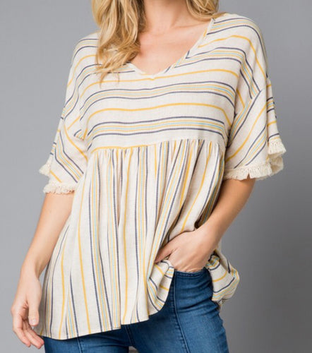 Fringed Striped Top