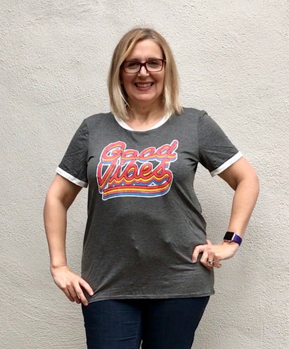 Good Vibes Graphic Ringer Tee