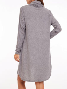 Knit Cowl Neck Tunic Dress